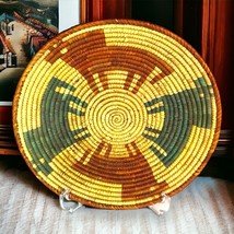Vintage Coiled Southwestern Style Hand Woven Sweet Grass Basket Wall Hanging 16&quot; - £20.00 GBP