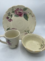 Pfaltzgraff Silk Rose 3 Piece Place Setting  Roses Floral Cream  - $69.29