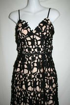 Black Lace Overlay Cocktail Dress Misses MEDIUM Nude Lining Adjustable S... - $27.95