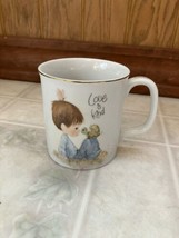 Precious Moments Mug Love is Kind Boy Turtle With Gold Trim - Vintage 1984 - $17.75