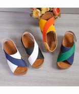 Crisscross Contrast Open Toe Wedge Sandals - $47.93 CAD