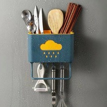 1PC Wall Mounted Cutlery Drainer Rack with Drip Tray Utensils Organizer - £19.64 GBP