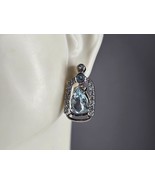 Womens Estate Sterling Silver Aquamarine Earrings 5.4g E7435 - $62.12 CAD