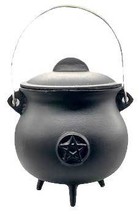 8&quot; Pentagram cast iron cauldron w/ lid - £99.67 GBP