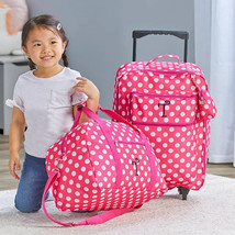 3 Pc Polka Dot Kids Luggage Monogram Letter Rolling Suitcase Duffel Bag ... - €43,73 EUR