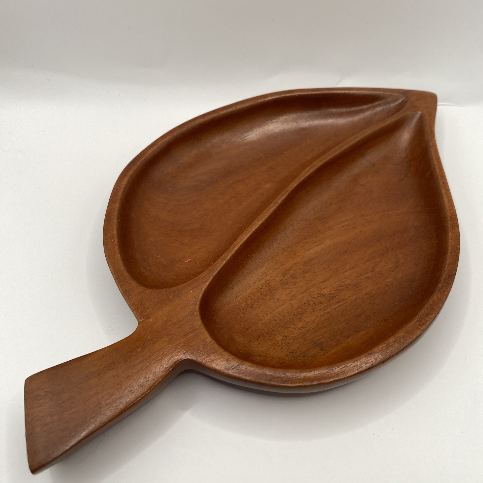 Vintage Mid-Century Wooden Leaf Trinket Dish - $23.74