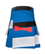 Handmade Men&#39;s Blue With Black &amp; White Utility Kilt Hybrid Kilt Fashion ... - £63.48 GBP