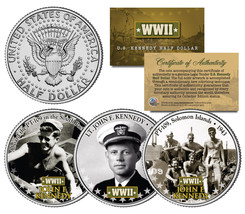 Lieutenant John F Kennedy World War Ii Navy Jfk Half Dollar U.S. 3-Coin Set Wwii - £14.90 GBP