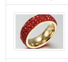 Size 7 Red Cz Gold Plated Ring  - $25.00