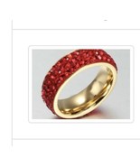 Size 7 Red Cz Gold Plated Ring  - £19.66 GBP