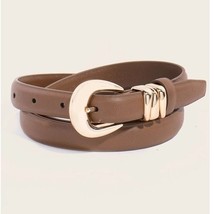 Thin Genuine Leather Belt Brown - $39.14 CAD
