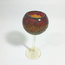 Party Lite Siena Crackle Mosaic Stemmed Tealight Holder Retired Pattern - $17.81