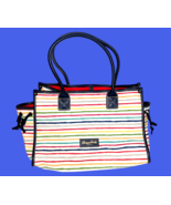 Dooney &amp; Bourke Watercolor Striped Tote Purse Handbag Blue Trim Red Inte... - $169.71 CAD