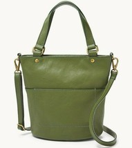 Fossil Amelia Chive Green Leather Bucket Bag Brass SHB2393350 NWT $178 Retail - £59.16 GBP