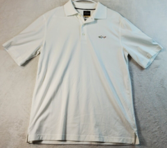 Greg Norman Polo Shirt Men Small White Knit Polyester Short Sleeve Logo Collared - £10.99 GBP