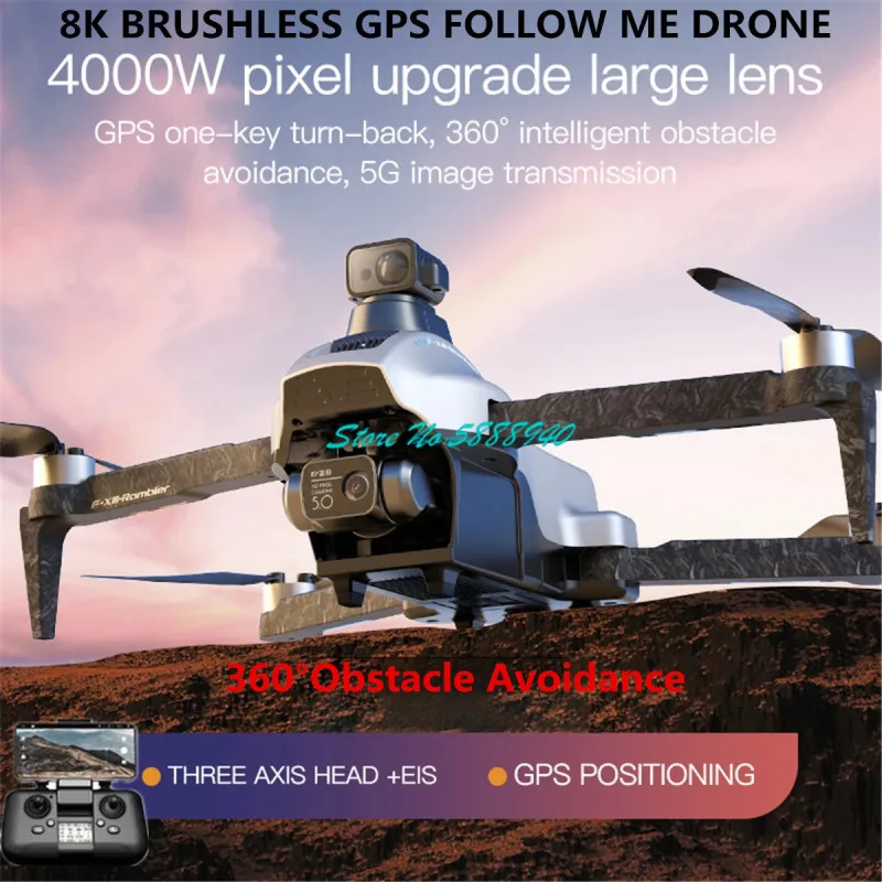 8K GPS Smart Return 360° Obstacle Avoidance FPV Foldable Quadcopter  3Ax - £351.08 GBP+