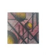 Geometric Abstract Oil Charcoal Painting On Panel 6x6 Original Art Purpl... - £6.14 GBP