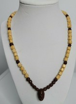 Vintage Brown TIKI Beach Beaded Necklace 19&quot; Retro Costume Jewelry - £9.43 GBP