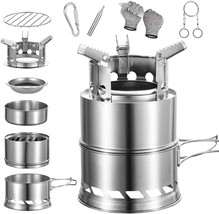 Small Burning Stoves Fire For Picnic Bbq Camp Hiking With Grill Grid, Portable - £30.67 GBP