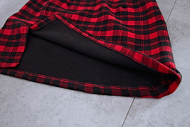 Red and Black Plaid Skirt Slit Plaid Mini Skirt High Waisted Warm Plaid Skirt image 4