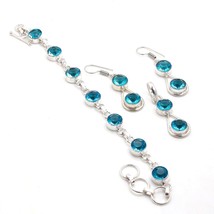 London Blue Topaz Round Shape Cut Gemstone Handmade Bracelet Set Jewelry SA 561 - £8.25 GBP