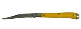 Vintage Pocket Knife Fisherman Hook Stainless Steel Made USA Yellow Handle QUEEN - $53.99