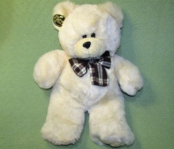 20&quot; Tb Trading Teddy Bear Plush Stuffed Animal Beige Toy Plaid Bow Plastic Tag - £17.69 GBP
