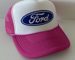 Vintage Ford  Trucker Hat adjustable Hot Pink Automobile Truck  SnapBack - £13.80 GBP