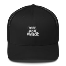 Wife Mom Witch Funny Sarcasm Saying Halloween Trucker Cap Black - $27.39