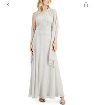 Size 14  J Kara Women&#39;s Sleeveless Scallop Long Beaded Dress In Silver  $259.00 - £79.92 GBP