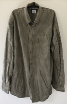 Columbia 100% Cotton Casual Green Checkered Oxford Button Up Shirt L 50&quot; - £15.65 GBP