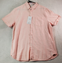 Denim And Flower Shirt Mens Large Pink Cotton Short Sleeve Collared Button Down - £15.30 GBP