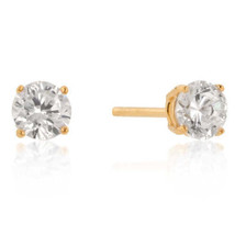 Precious Stars 18k Yellow Goldplated Silver 5mm Round-Cut CUbic Zirconia Earring - £16.47 GBP