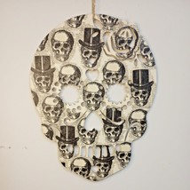 Sugar Skull Wooden Plaque Halloween Day of the Dead Handmade Decoupage 11.5&quot; OOK - £4.10 GBP