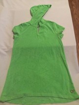 Size 10 12 large Op swimsuit cover dress hoodie green terry cloth - $15.29
