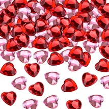 SIZGAROOT Red Pink Acrylic Heart Shaped Crystals Gems for Valentines Day Decor - £12.16 GBP