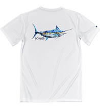 Scales Pro Performance Gear TShirt White Tropical Marlin Mens Sz L Large Fishing - £21.67 GBP