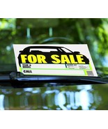 CAR FOR SALE Sign 9&quot; x 14&quot; Windshield window bRiGhT Yellow Plastic HY-KO... - $446.15 MXN