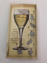 BOSTON WAREHOUSE Wine Glass Charms Markers silver leaves metal Theme NIB 6p 2001 - £7.11 GBP
