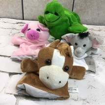 Plush Hand Puppets Lot Of 4 Elephant Horse Lizard Pig Play Pretend Animals  - $14.84