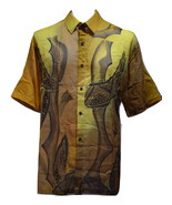 Brown Handpainted Batik Tulis Mens Shirt XXL 2XL 18.5" Artisan Tie Dye Malaysia - $56.99