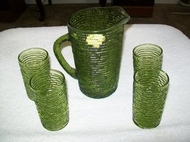 ANCHOR HOCHING AVOCADO PITCHER &amp; 5 GLASSES - $25.00