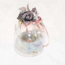 Iridescent Glass Ball Ornament Decorated with Silk Flowers Leaves  4&quot; Christmas - £15.06 GBP