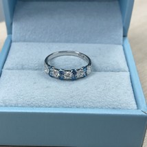 Blanc Bleu 1.00 CT Rond Labo Grown Diamant Alternative Mariage Bande 14k Or - $25,970.92 MXN+
