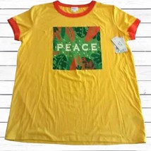 LuLaRoe Graphic Peace Short Sleeve T-shirt Top Womens 2XL - £7.02 GBP