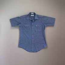 Vtg Christian Dior Men’s Medium Button Up Shirt Short Sleeve Blue &amp; Whit... - £37.12 GBP