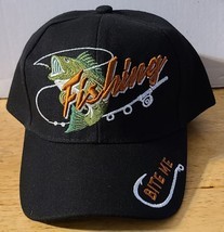 Fishing Pole Fish Hook Bite Me Fisherman Outdoor Baseball Cap Hat ( Black ) - £9.47 GBP