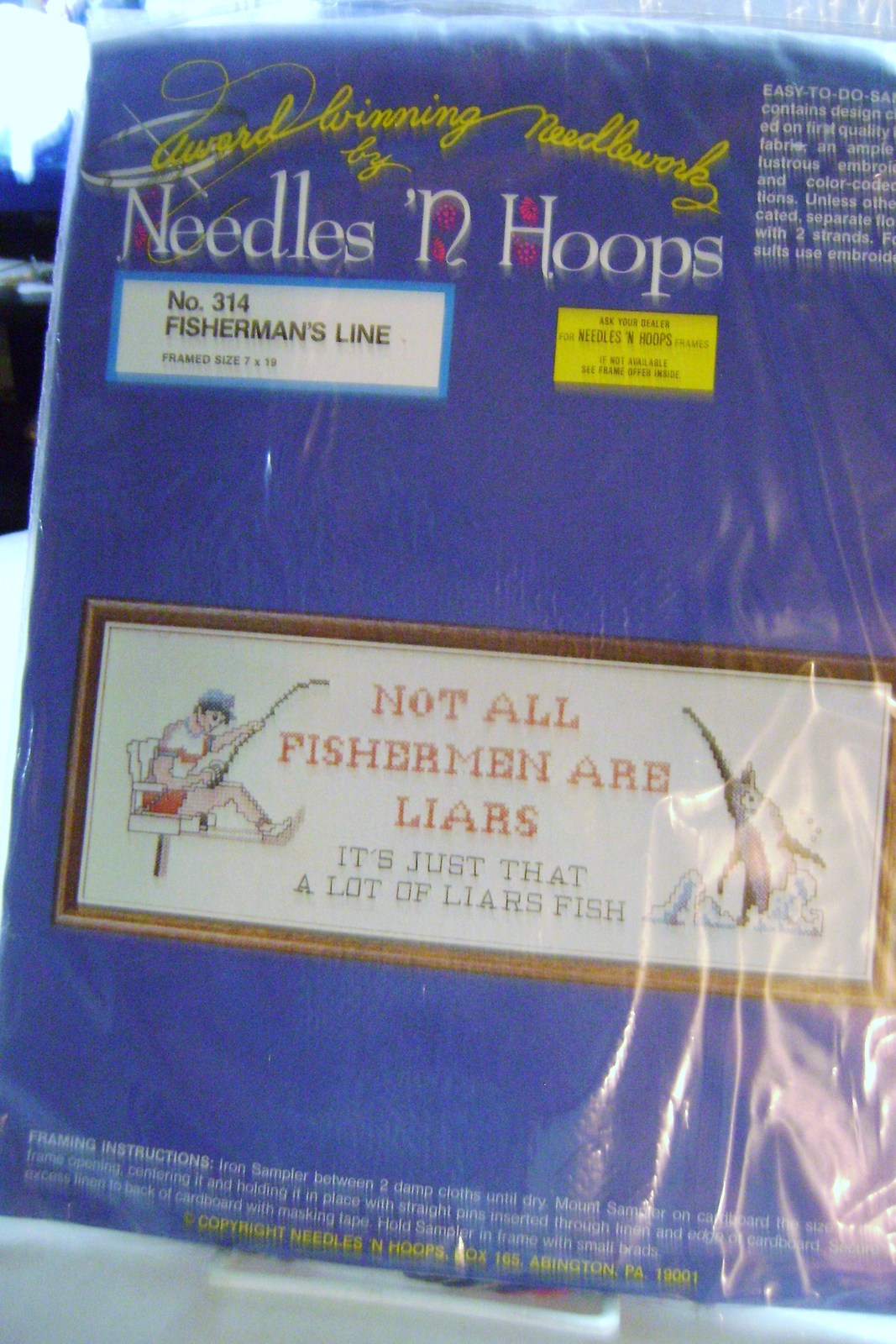 Needles 'N Hoops Cross- Stitch "Not All Fishermen Are Liars" - $14.00