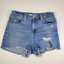 Levi&#39;s Cutoff Jean Shorts Women&#39;s 27 Distressed Zip Fly Cotton Denim Blue - $14.96