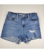Levi&#39;s Cutoff Jean Shorts Women&#39;s 27 Distressed Zip Fly Cotton Denim Blue - £11.82 GBP
